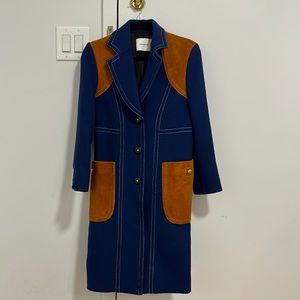 Blue Coach jacket with suede details